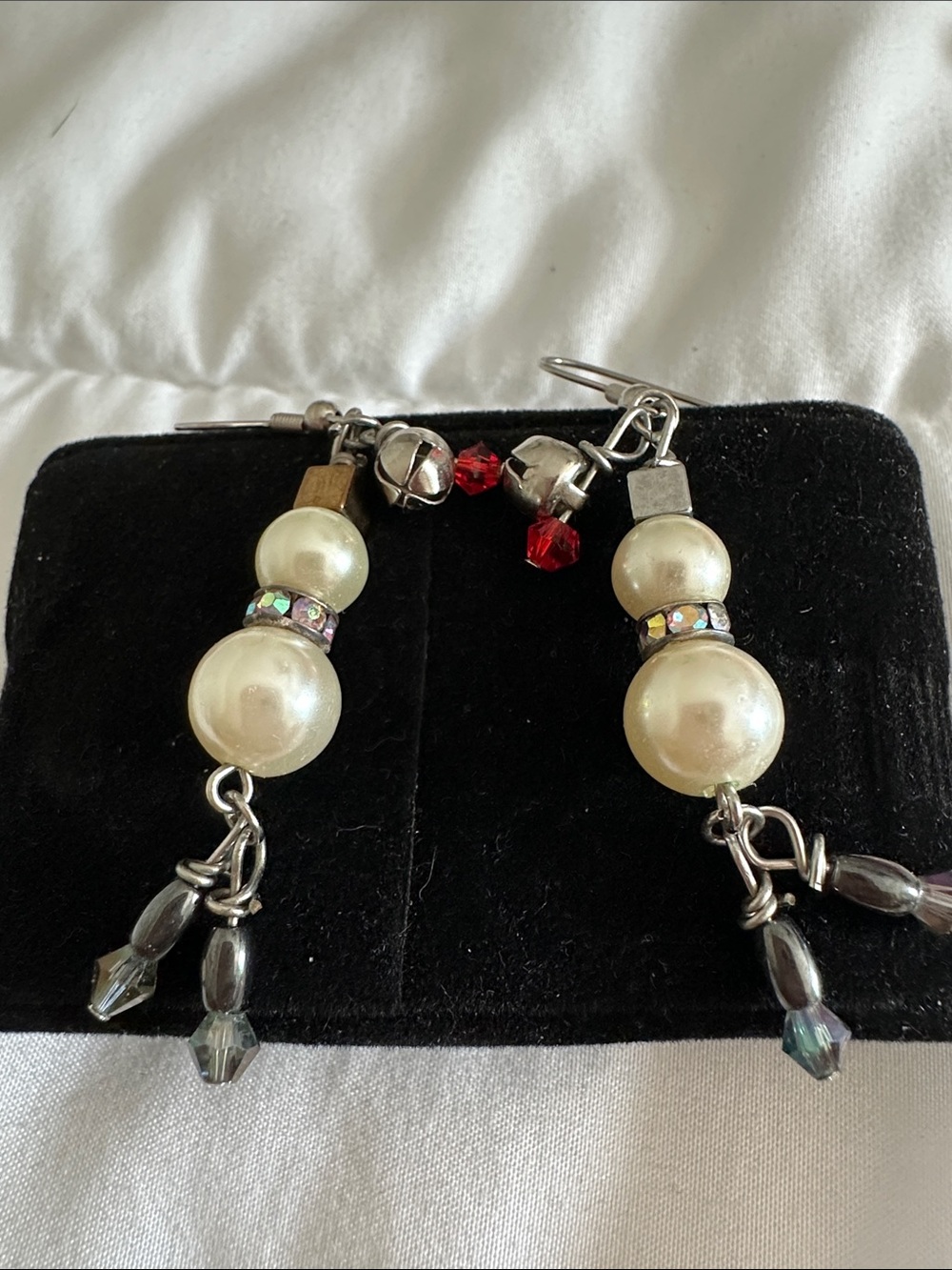 Pearl Drop Dangle Earrings with Crystal Accents - Ivory